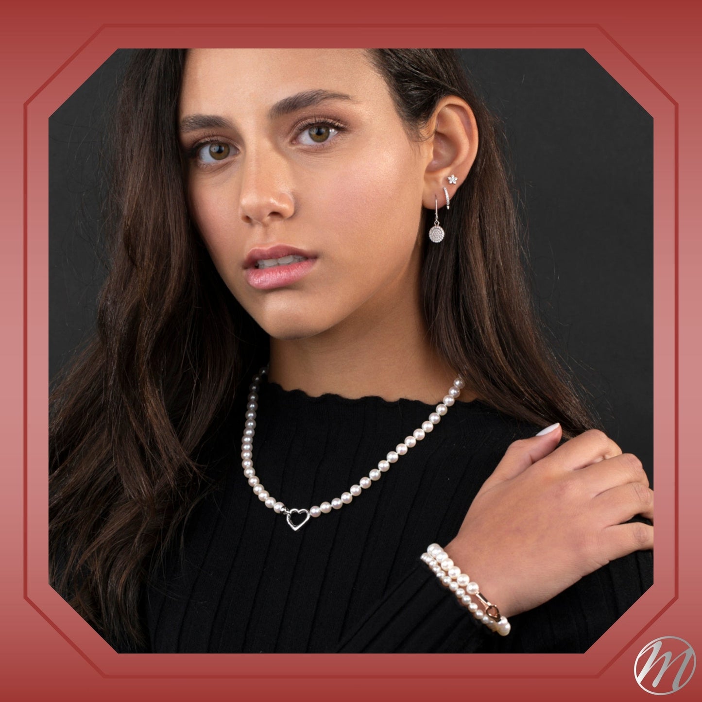 MASSETE White Round Freshwater Cultured Pearl Bracelet for Women Sterling Silver Lobster Clasp Modern 6.5mm 7"