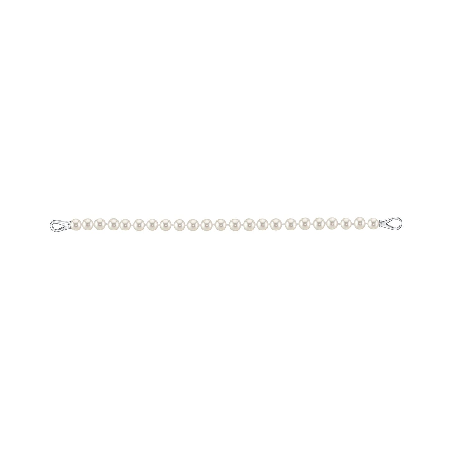 MASSETE White Round Freshwater Cultured Pearl Bracelet for Women Sterling Silver Lobster Clasp Modern 6.5mm 7"