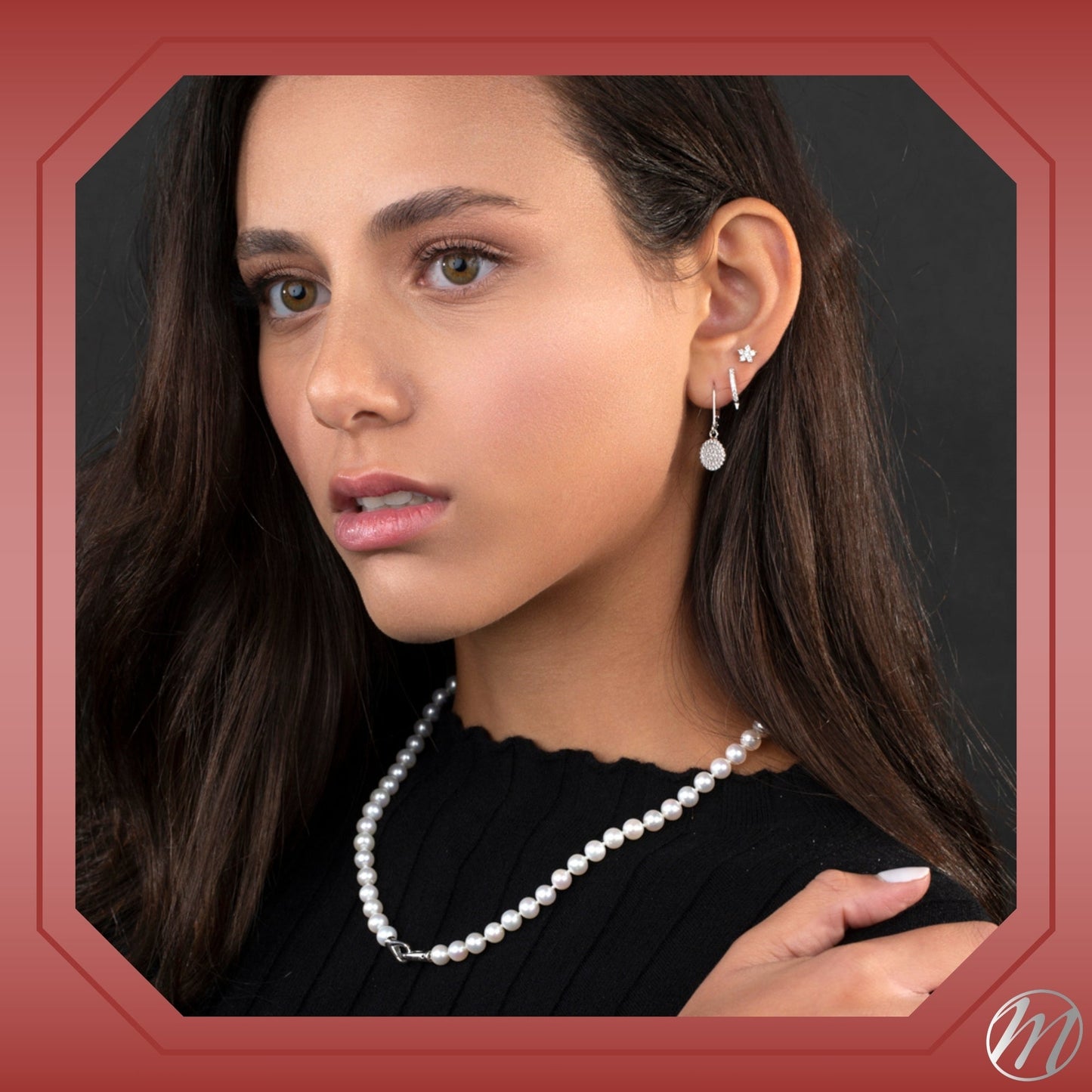MASSETE White Round Freshwater Cultured Pearl Necklace for Women Sterling Silver Lobster Clasp Modern 6.5mm 18"