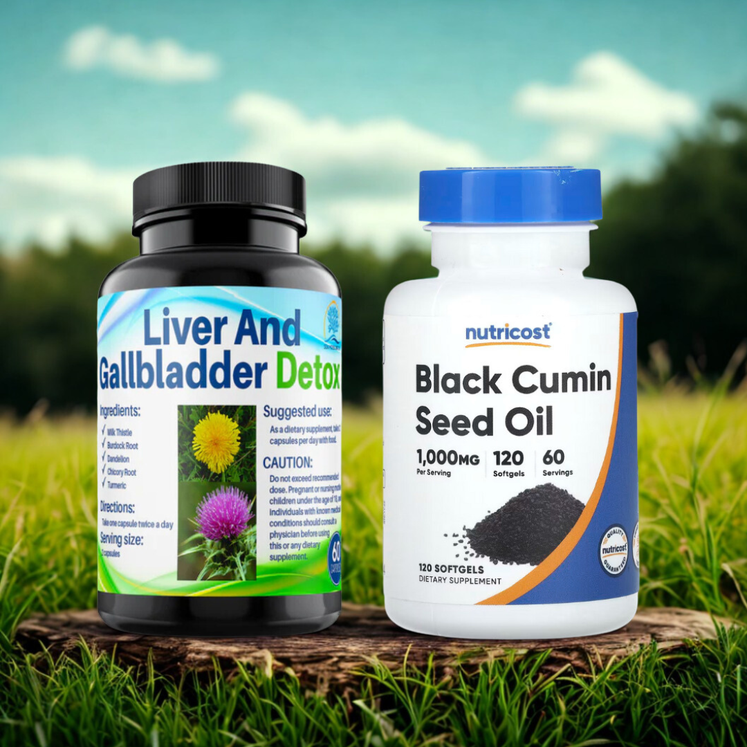 Power Liver Detox & Wellness Bundle - | Liver & Gallbladder Cleanse Capsules + Black Cumin Seed Oil