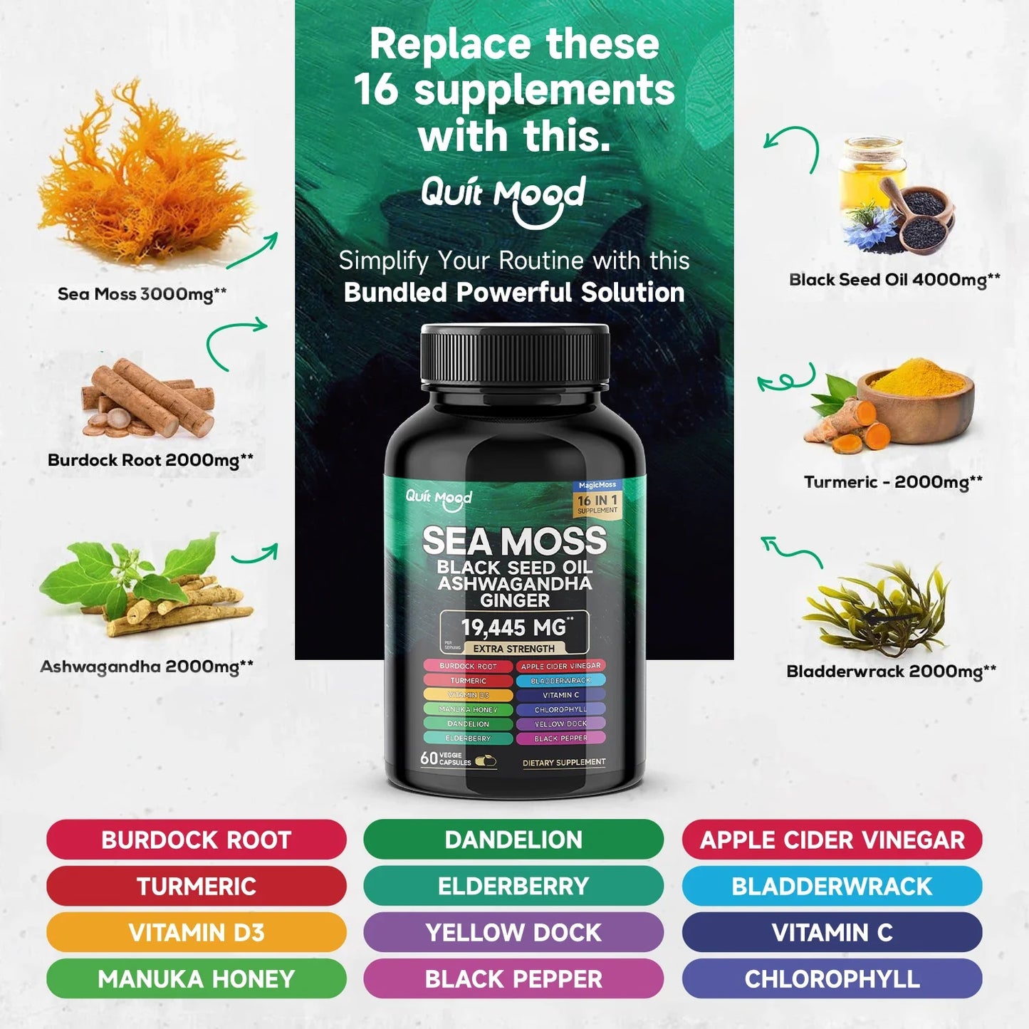 Quit Mood Sea Moss And Black Seed Oil Herbal Capsules