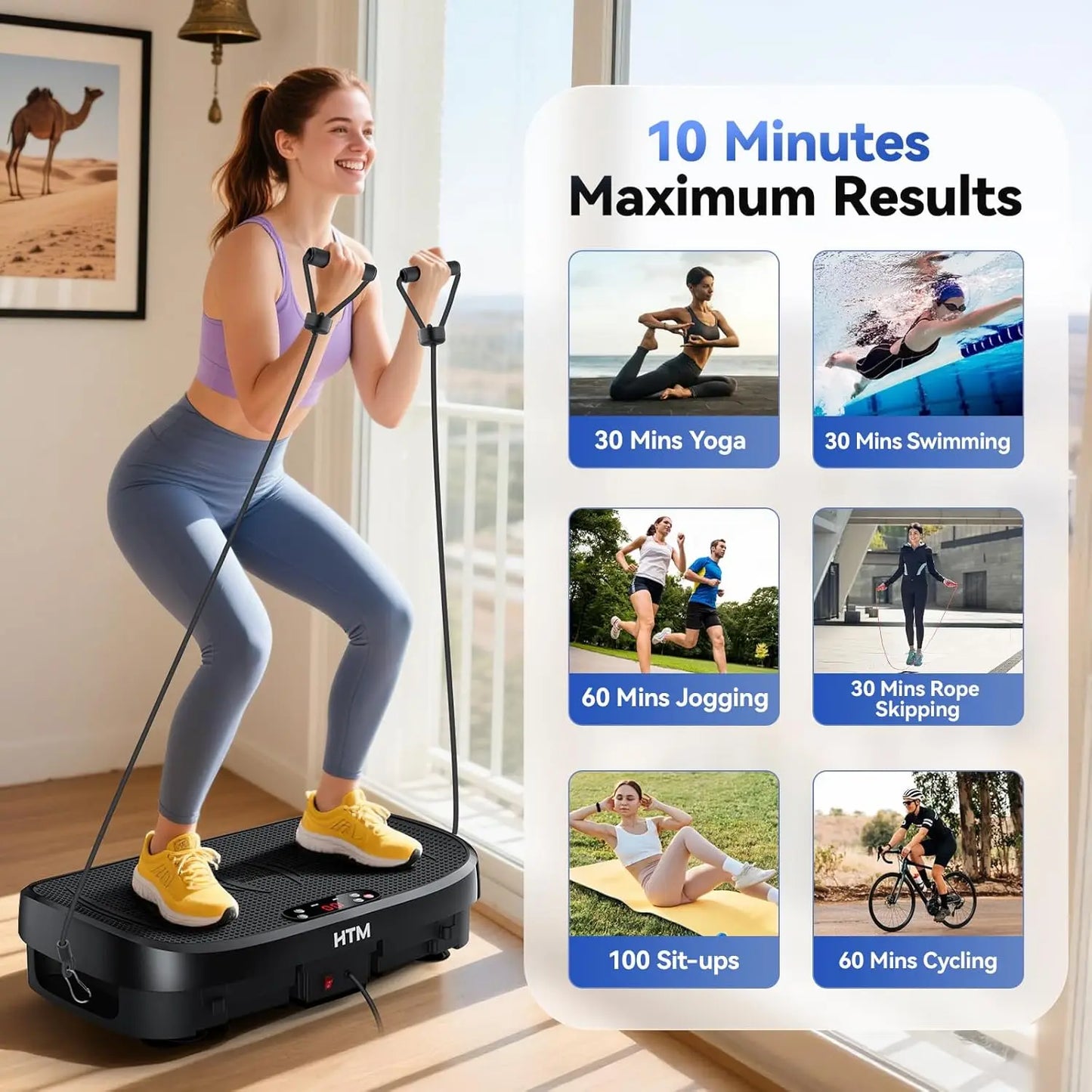 Vibration Plate Fitness Multi-Function Vibration Trainer 330lbs 120 Levels Whole Body Workout for Home Gym Muscle Relax Exercise