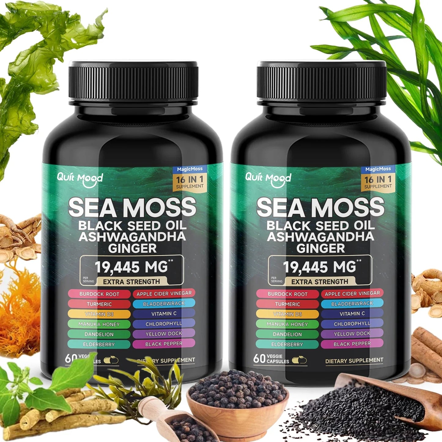 Quit Mood Sea Moss And Black Seed Oil Herbal Capsules