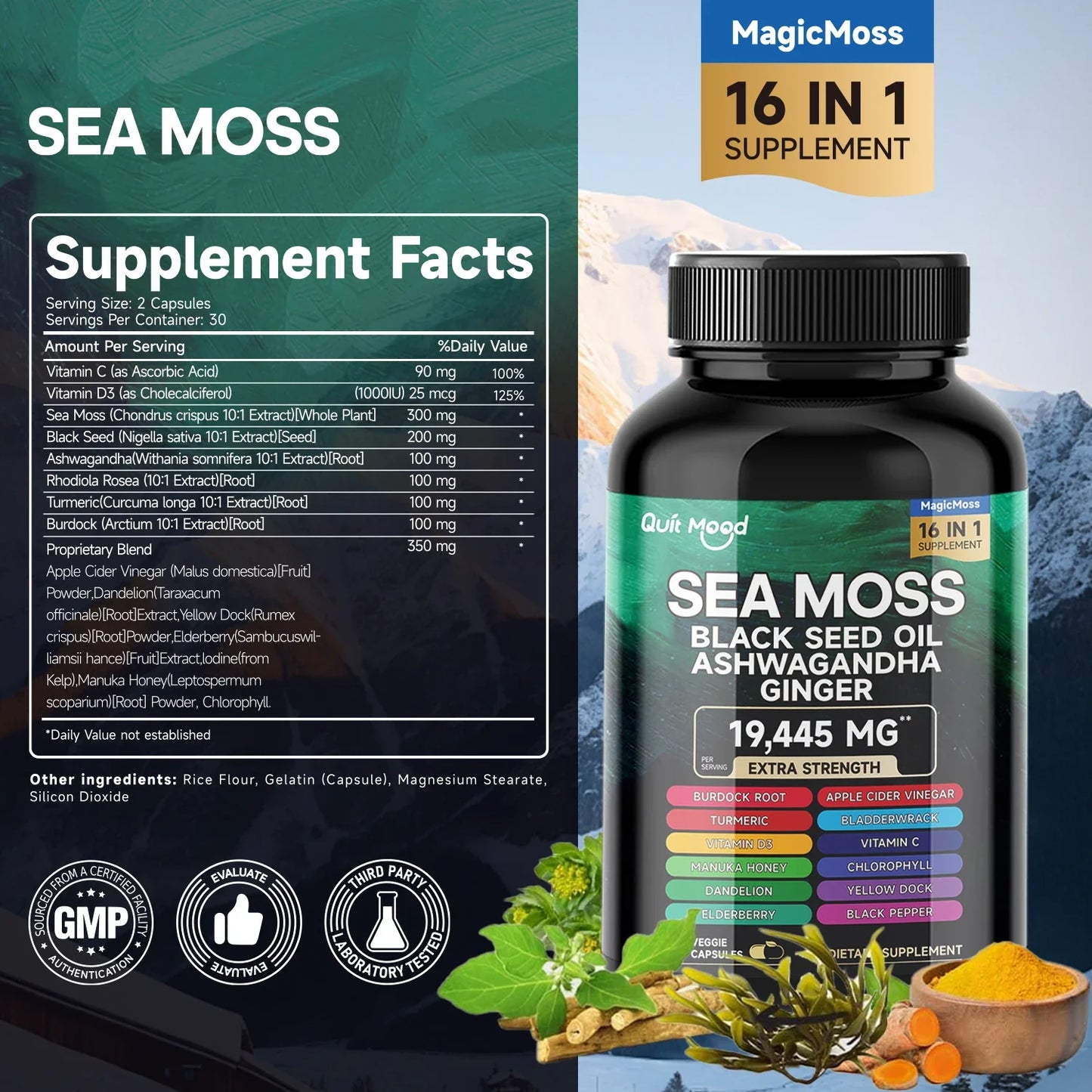 Quit Mood Sea Moss And Black Seed Oil Herbal Capsules