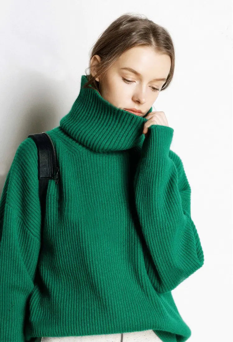 Thick Turtleneck Cashmere Sweater for Women
