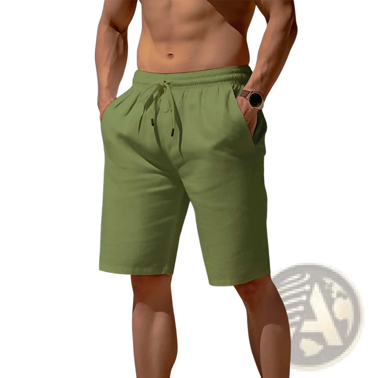 Men's Relaxed Cotton Linen Drawstring Beach Shorts