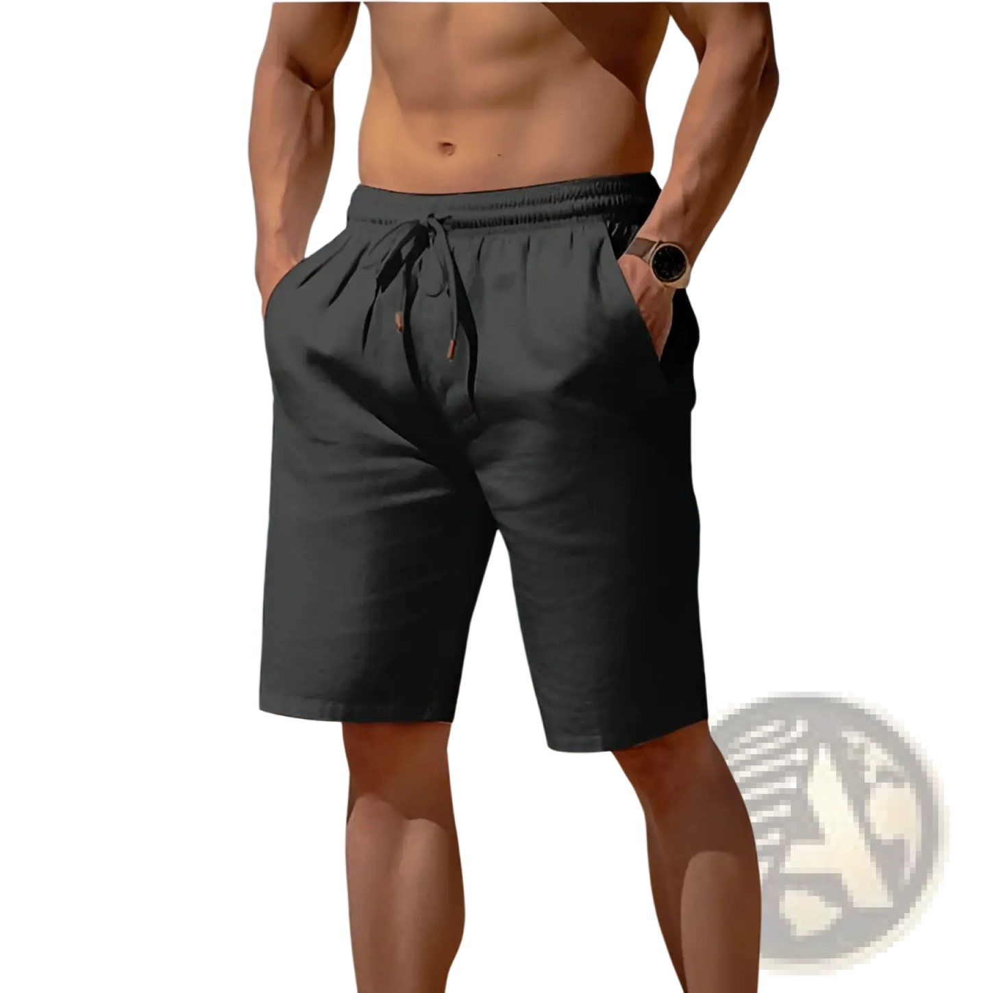Men's Relaxed Cotton Linen Drawstring Beach Shorts
