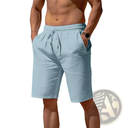 Men's Relaxed Cotton Linen Drawstring Beach Shorts