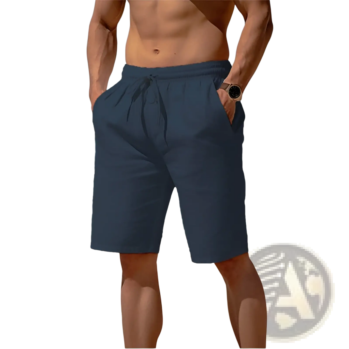 Men's Relaxed Cotton Linen Drawstring Beach Shorts